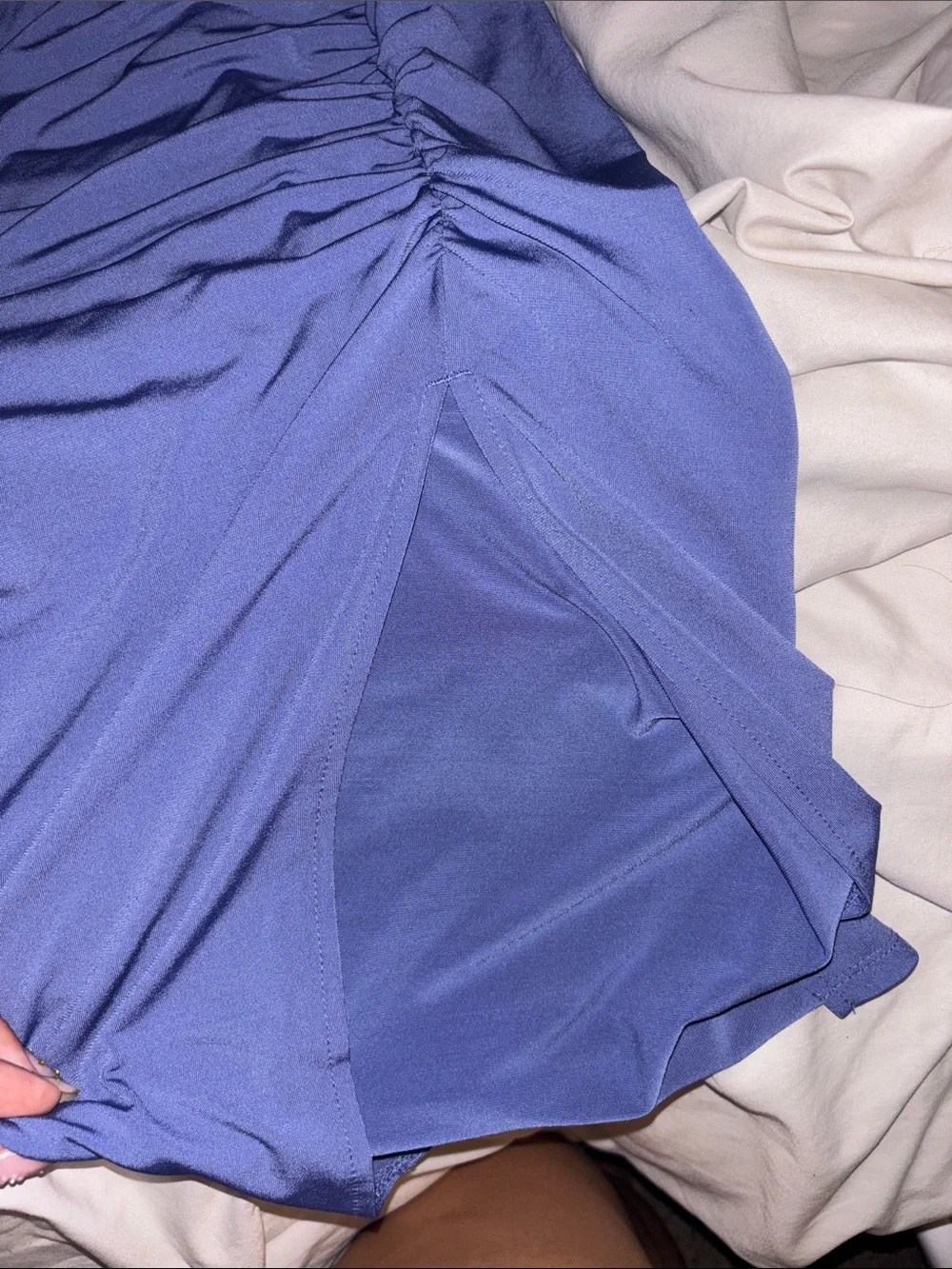 Abercrombie & Fitch Periwinkle Ruched Slip Maxi Dress
